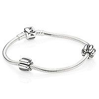 PANDORA Silberarmband mit 2 Charms