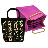 Taschenset: Tasche -Hieroglyphen- & Bottle Bag pink