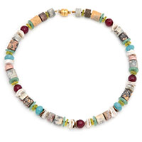 Sommerliche Kette aus Edel- und Halbedelsteinen – Unikat!