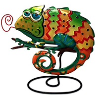 Metallfigur Chameleon auf Ständer