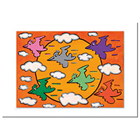 James Rizzi Postkarte -Flocking around-