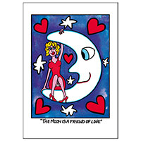 James Rizzi Doppelkarte mit  Umschlag „The moon is a friend of love“