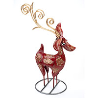 Zauberhafte Metallfigur: Das Rentier des Weihnachtsmanns (rot)