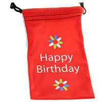 Happy Birthday - Mikrofaser-Beutel  -Flowers rot weiss-