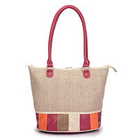 noi-noi Paloma beige raffia/pink multicolor